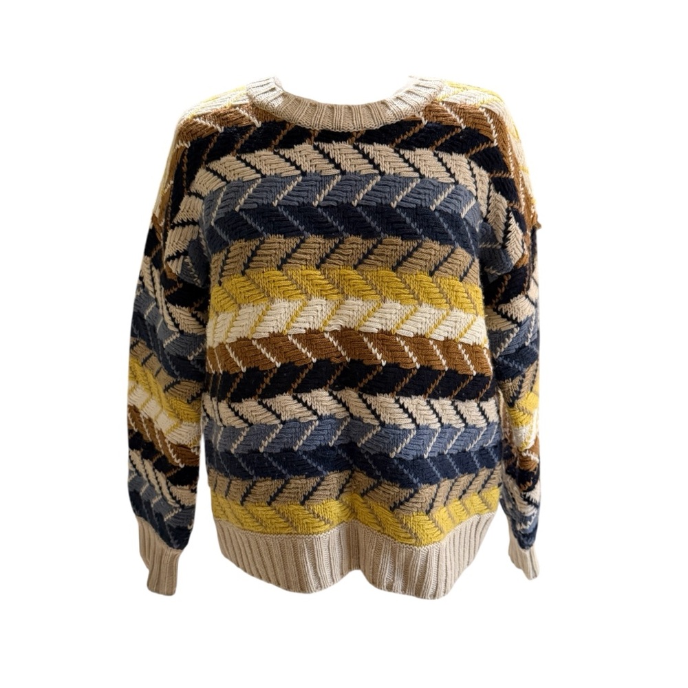 Chevron Patterned Sweater Multicolor Fair Isle Sw… - image 1